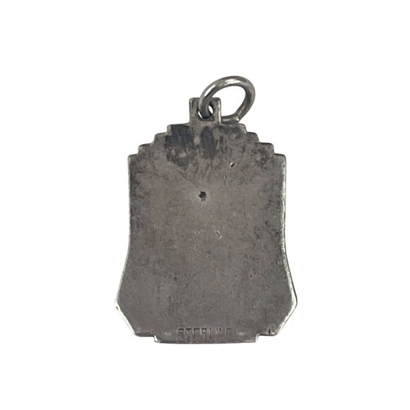 Art Deco Antique Lamp of Knowledge Sterling Silver Scholarly Stack Charm Pendant - Picture 6 of 10